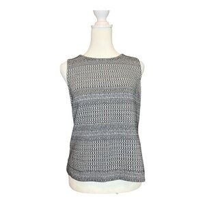 Banana Republic Navy White Knit Tank Top XS Sleeveless Career Shell Blouse